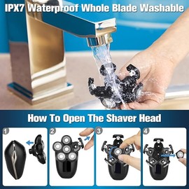 Electric Shaver for Men, 6 in 1 Electric Razor for Men, IPX7 Wet/Dry Waterproof Men's Shavers Rotary Head with Shavers Kit LED Display, Gifts for Husband, Dad,Boyfriend (Silver)
