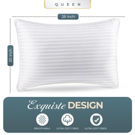 Utopia Bedding Bed Pillows for Sleeping Queen Size (White), Set of 2, Cooling Hotel Quality, for Back, Stomach or Side Sleepers