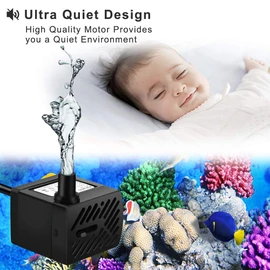 PULACO 50GPH 3W Mini Submersible Water Pump for Aquariums, Fish Tank, Pond, Fountain, Hydroponics