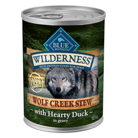 Blue Buffalo Wilderness Wolf Creek Stew High Protein, Natural Wet Food for Dogs, Hearty Duck Stew in Gravy, 12.5-oz cans, 12 Count