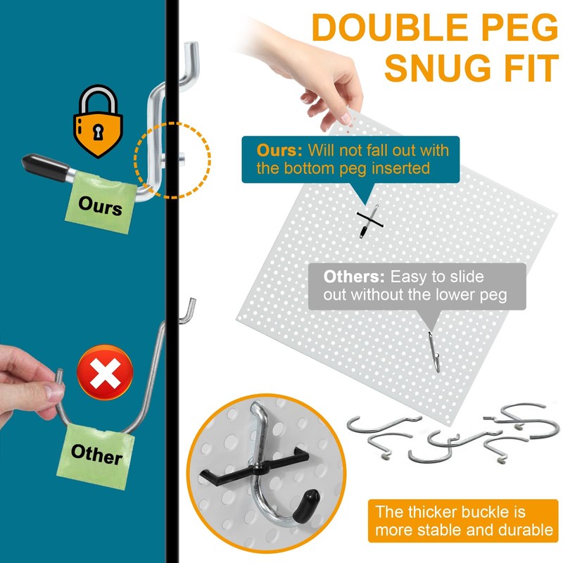 Daanxw 158PCS Metal Pegboard Kit with Hooks for Wall Garage