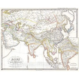 Historic Map - Spruner Map of Asia 200 B.C.E (Han China, Seleucid Empire) -, 1855 - Vintage Wall Art - 24in x 20in