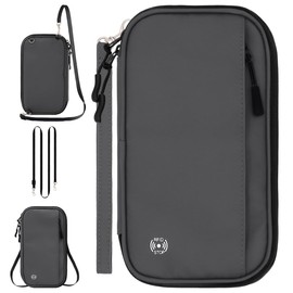 Passport Holder for Travel HADEEONG Grey Passport Travel Organizer Family Travel Document Organizer with RFID Blocking Passport Wallet Pouch for Men Women Airplane Cruise Travel Essentials