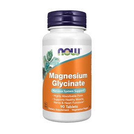 NOW Supplements, Magnesium Glycinate 100 mg, Highly Absorbable Form, 90 Tablets