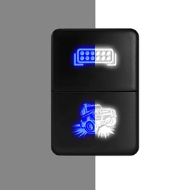 [LIGHTBAR/Rock Light] Dual Function/Dual Color Push Button Replacement for Toyota Tacoma Tundra 4Runner Sequoia etc - Size 0.87 x 1.28 in - Blue-White/Blue-White