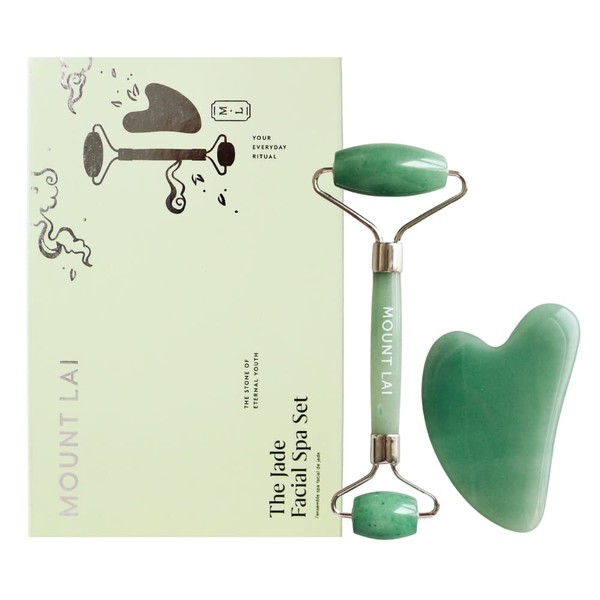 Mount Lai - The Jade Facial Spa Set | Jade Roller and Gua Sha Set | Gua Sha Tools to Relieve Muscle Tension and Reduce Puffiness | Anti Aging Skin Care Sets for Women