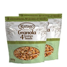 Kartago High Protein Granola, 4 Seeds (Chia, Flax, Sesame, Pumpkin) Granola Cereals, Naturally Sweetened with Date Syrup, Healthy Breakfast, Keto Friendly, 10.58 oz, (Pack of 2)