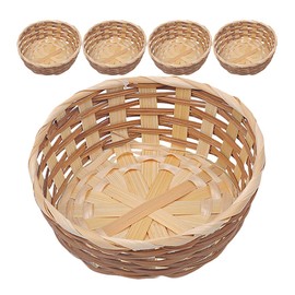 5pcs Bamboo Fruit Basket Wicker Basket Hamper Wicker Storage Basket Storage Baskets Baskets Bread Bamboo Basket Woven Empty Basket Fruit Tray Home Basket Manual
