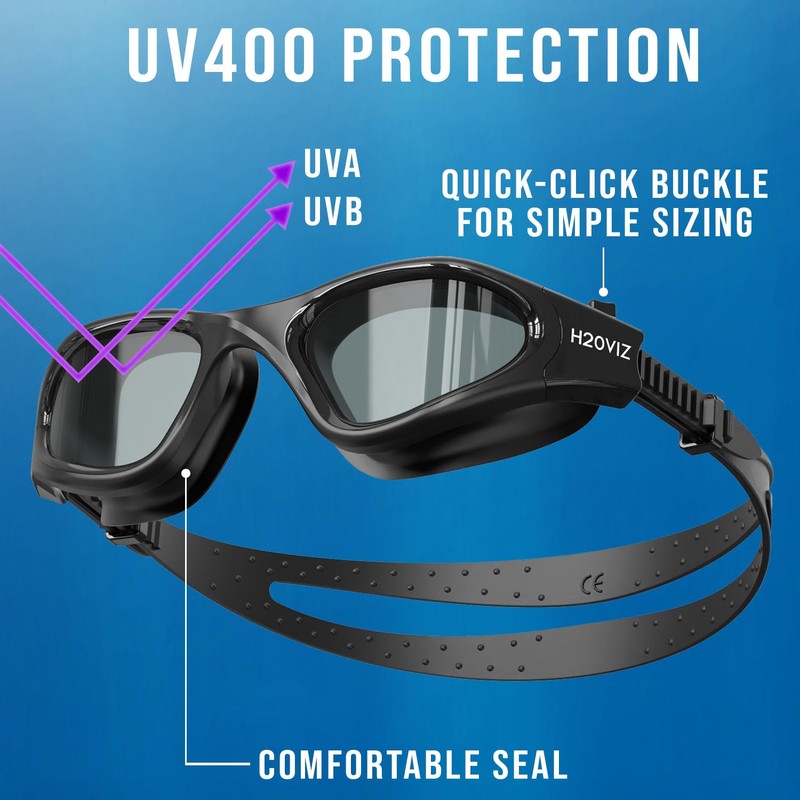 H20VIZ Swimming Goggles | Polarised, Anti-Fog, UV400 Protection, Anti-Leak, Includes