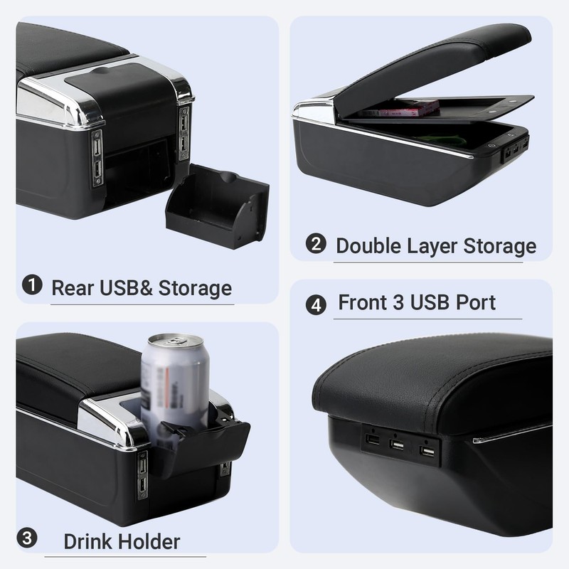 HRCHCG for Nissan Kicks Armrest 2016-2023, Car Center Console Organizer