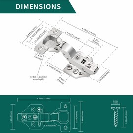 6 Pack Inset Overlay Soft Close Cabinet Hinges 105° Frameless 3 Way Adjustable Soft Close Hinges for Cabinet Doors Kitchen Cabinet Door Hinges with Screws