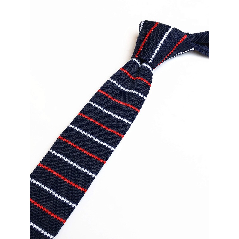 Men's Knitted Neck Tie Accessory Formal Necktie Navy Blue Red