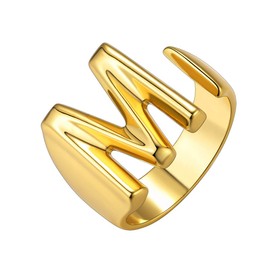 GoldChic Jewelry Gold Bold Initial M Rings for Women, Chunky Letter Open Ring Adjustable Statement Rings for Party