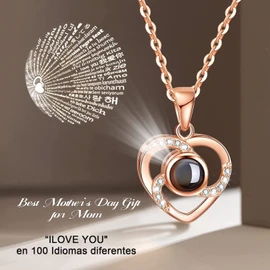 XINTM Conjunto Collar Rosa Eterna, con “I Love You” en 100 Idiomas, Flor Eterna Regalo Aniversario de Bodas, Día de la Madre, San Valentín, regalo para mamá, Esposa, Novia, Prometida
