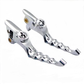 1Pair CNC Brake Clutch Levers Compatible with Harley Touring and Trike Models 2008-2013 Road King 2008-2016 (Chrome)