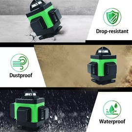 16 Lines 4D Laser Level 360° Self Leveling Rotary Cross Line Measure Batteries