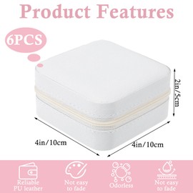 mekueeex 6Pcs PU Leather Small Travel Jewelry Case Organizer Storage, Bridesmaid Gifts Jewelry Box with Mirror for Women Girls