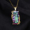 JewelryPalace Rectangular Cut 15 Carat Real Rainbow Quartz Chain Pendant