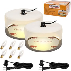 2-Piece Electric Flea Trap Set: Indoor Pest Control with 4 Glue Discs & 6 Lightbulbs