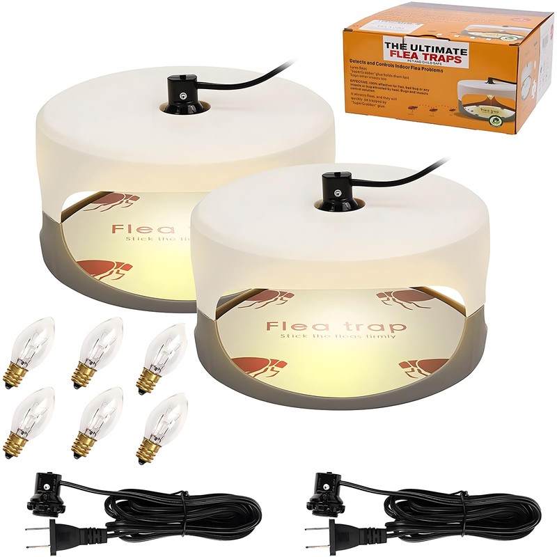 2-Piece Electric Flea Trap Set: Indoor Pest Control with 4