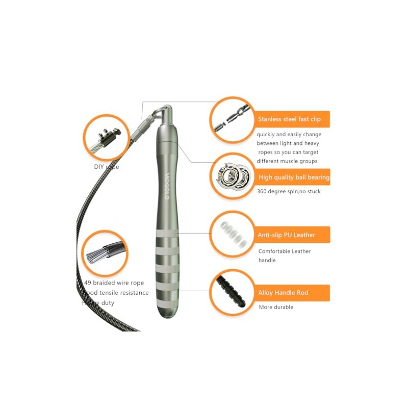 DIY Adjustable Weight Jump Rope (0.4LB /1/2LB/0.7LB /0.8LB) Interchangeable 2mm