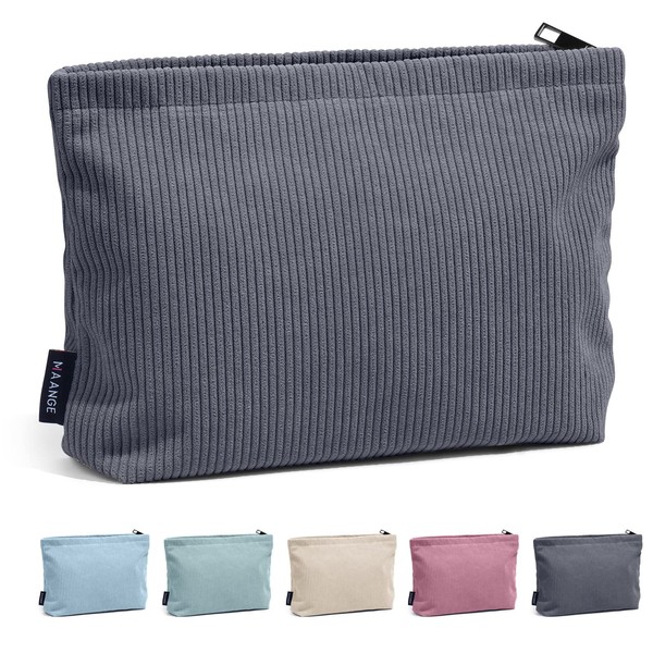 Small Cosmetic Bag MAANGE Travel Make Up Bag Cord Versatile Small Makeup Bag Zipper Pouch for Women, gray