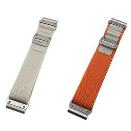 2 PACK Nylon Watch Band for Fenix 6/Fenix 5/ Fenix 7/EPIX 2, 22mm Nylon Ultralight Sport Wristband Straps for Garmin epix Pro 47mm,Instinct 2 Solar,Forerunner 955 (White+OrangeWhite-Silver Buckle)