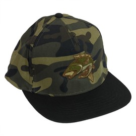 Bang Tidy Clothing Carp Fishing Hats Caps Gifts - Flat Peak, Adjustable Snap Fastening Ventilated Top - 100% Cotton - Embroidered - Camo