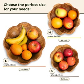 Spaceneat Wooden Fruit Bowl for Kitchen Counter - 7.9" x 2.4" Small Teak Wood Serving Bowl for Food, Salad, Bread or Home Decor - Handcrafted by Artisans in Indonesia - Dining Decorative Centerpiece