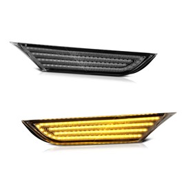 VIPMOTOZ Front Bumper Side Marker Relfector LED Lamps Upgrade Compatible With 2008-2021 Compatible with Nissan GTR R35 Clear Lens Amber Lights Left Driver Right Passenger Side Pair Set