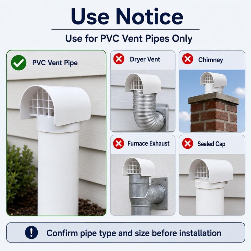 3 & 4 Inch PVC Radon Vent Rain Cap for