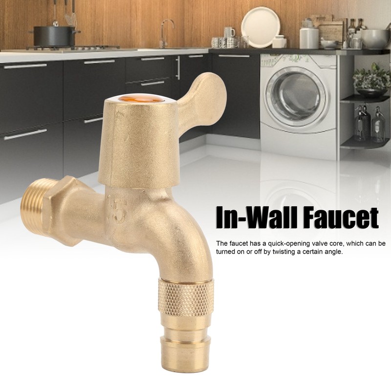 Brass WaterTap G1/2in Thread Spiral Opening Switch for Household Washing