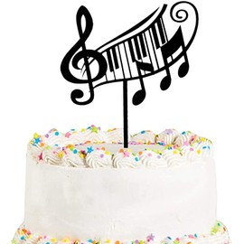 Notas musicales para tartas de cumpleaños, 3 piezas de notas musicales acrílicas, para fiestas de cumpleaños, músicos, regalos de boda, color negro