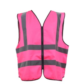 Adult Zipped High Visibility Hi Viz Hi Vis Vest Waistcoat Jacket in Pink (Small)