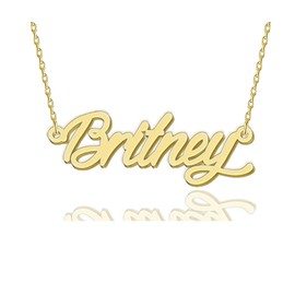 HUAN XUN Britney Necklaces Gold Name Necklace for Women Charm Initial Jewelry for Mom Mama Birthday Anniversary