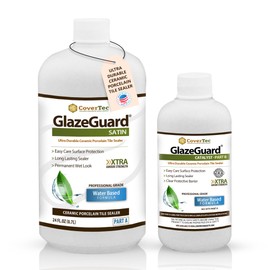 GlazeGuard Satin Floor Sealer Wall Sealer for Ceramic, Porcelain, Stone Tile Surfaces (1 Qrt - Prof Grade (2) Part Kit)