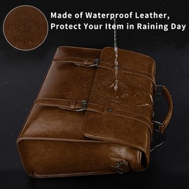 Leather Mens Messenger Bag Vintage 15.6 Inch Waterproof Leather Laptop Briefcase Satchel Shoulder Bag Computer Laptop Bag, Dark brown