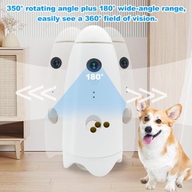 Pet Camera Treat Dispenser, Visible Range 360° Dog Camera,Remote Monitoring of Amusing Pet Feeder,1080p Camera, Live Video, Auto Night Vision Rotatable,Suitable for Dogs and Cats or Other Pets.