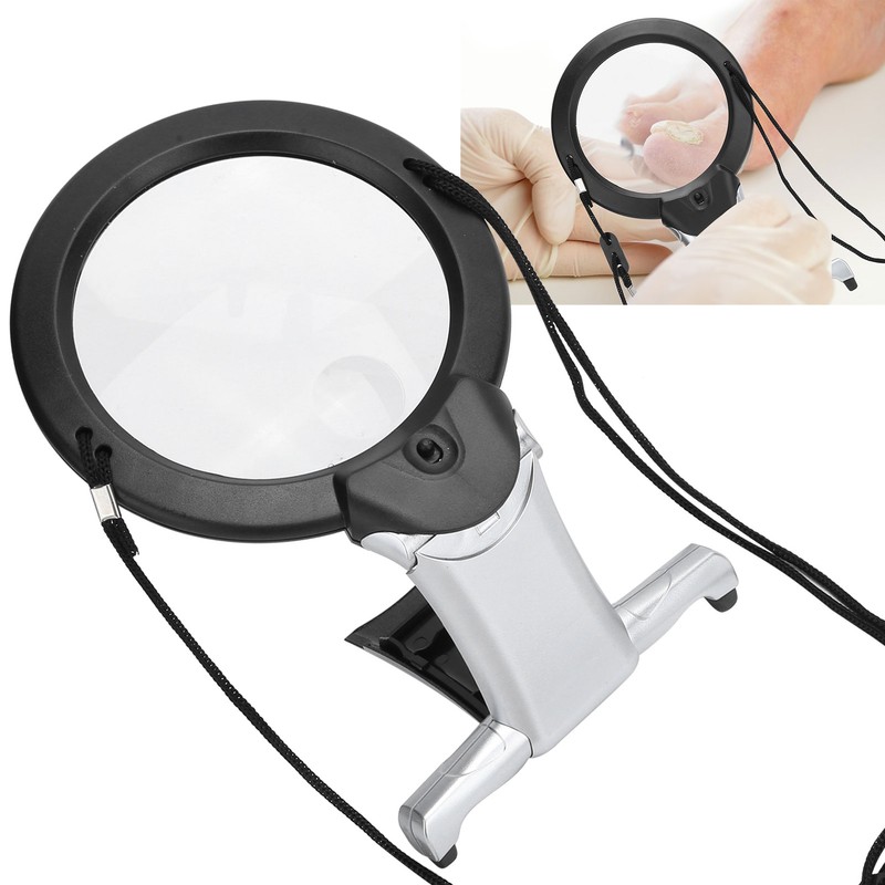 26X Dual LED Reading Magnifier Handheld Neck Wearing MultiFunction Table