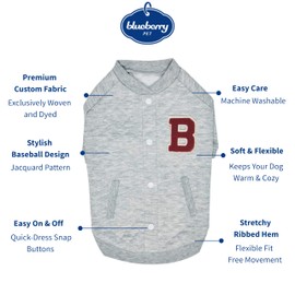 Blueberry Pet Chamarra para Perro Cálido y Acolchado, A Prueba de Viento, Sudadera para Perro, Jacquard Sweatshirt - Gris, 45.72cm