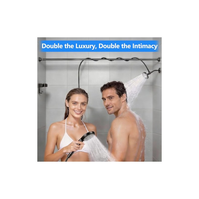 Dual Shower Head with Handheld for Couples: High Pressure Double