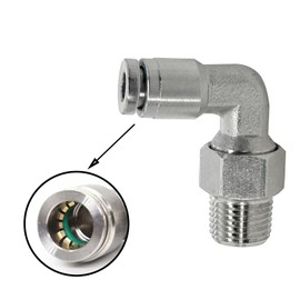 Jienk 2Pcs Pneumatic 304 Stainless Steel Male Elbow 1/4" Tube OD x 1/8" NPT Thread Push to Connect Fittings,90 Degree Quick Connector for Air Compressor Air Horn Air Bag