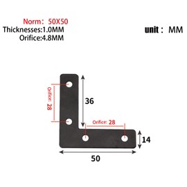 10Pcs Flat L Corner Bracket 50mm x 50mm Stainless Steel Joining Brace Brackets Mending Plates for Wood Shelf Cabinet Table Chair (Black)