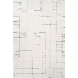 Abani Cream Area Rug – 5' x 8' – Oliver Collection – Geometric Linework Pattern – Non-Shedding, Easy to Clean – Durable for Living Room, Bedroom, or Office, Pet & Child Friendly