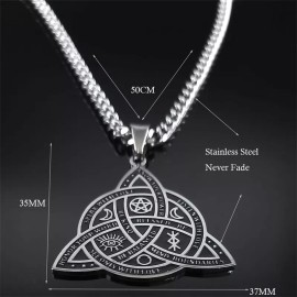 Joyaris Collar Nudo Celta Vikingo Amor Amuleto Bruja Luna Runas De Odin Wicca Hombre Mujer Triqueta En Acero Inoxidable Protección Esotérico Irlandés Brujería 1 Pieza