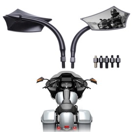 DREAMIZER Universal 8mm/10mm Black Irregular Shape Motorcycle Rear View Mirrors Compatible with Harley Cruisers Sportster Softail Touring Road King Road Street Glide