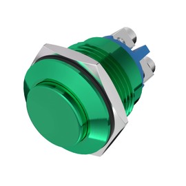 APIELE 16mm Momentary Push Button Switch High Round Cap Waterproof Aluminum Shell High Flush Screw Terminals 250V AC 5A 12V 36V DC 2A 1NO SPST (Green)