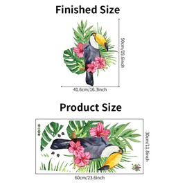 astylishome Kids Wall Stickers Beautiful Birds Tropical Leaf Palm Green Plants Peel and Stick Sticker Decals Removable for Bedroom Living Room Art Home Décor 1412