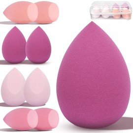 8 Piezas Esponja Maquillaje, Beauty Blenders, para Juego de Esponjas de Maquillaje Facial, uso Seco y Húmedo, Esponja de Maquillaje para Base en Polvo (Rosa)