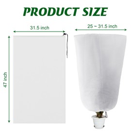 Alpurple 4 Packs Winter Drawstring Plant Covers - 47" X 31.5" Warm Plant Protection Cover Bags, Frost Cloth Blanket Protecting Fruit Tree Potted Plants from Freezing Animals Eating